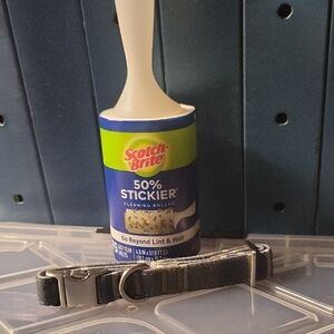 Scotch-Brite Lint Roller AND Plaid Blue Collar W/ Silver Tone Accents Bundle Add